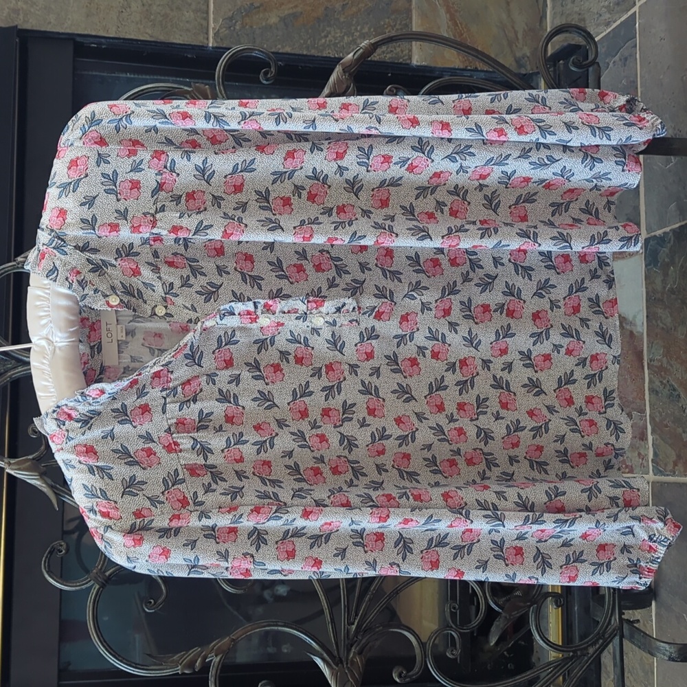 Loft Floral Ruffled Blouse Size M